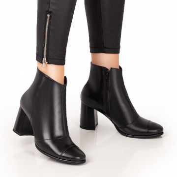 Botine dama negre cu toc din Piele naturala MOD07544, 2, modlet.ro