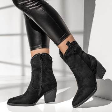 Ciocate dama cu toc gros si fermoar negru suede MOD12395, 2, modlet.ro