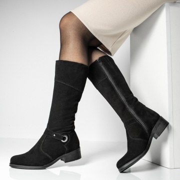 Cizme dama cu fermoar negre suede din Piele naturala PAULA21