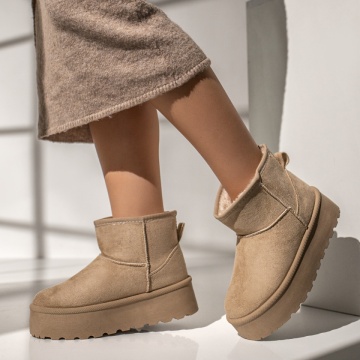 Cizme dama cu talpa groasa tip UG bej suede NINA9, 2, modlet.ro