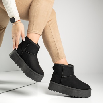 Cizme dama cu talpa groasa tip UG negru suede NINA9, 3, modlet.ro
