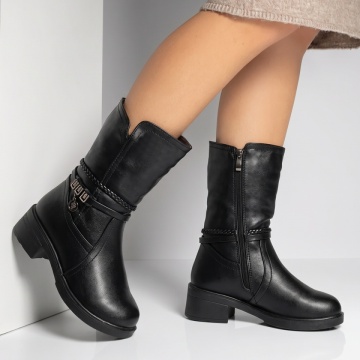 Cizme dama cu toc si fermoar negre GINA30, 3, modlet.ro