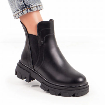 Cizme dama negre cu insertii de material elastic MOD06981, 3, modlet.ro