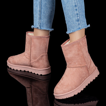 Cizme dama roz suede cu talpa joasa MOD07721, 2, modlet.ro