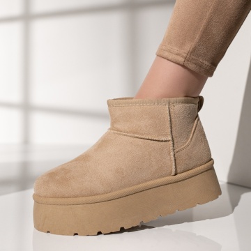 Cizme dama scurt tip UG bej suede MOD12746, 2, modlet.ro