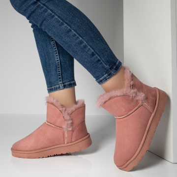 Cizme dama scurte cu blanita roz suede MOD07101, 2, modlet.ro