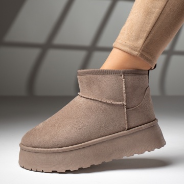 Cizme dama scurte khaki suede MOD12590, 4, modlet.ro