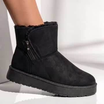 Cizme dama tip UG cu fermoar negru suede EMA46, 3, modlet.ro