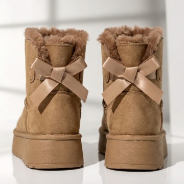 Cizme dama tip UG cu fundita bej suede EMA49, 2, modlet.ro