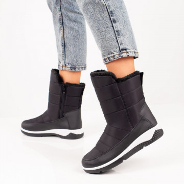 Cizme din fas de zapada negre dama cu fermoar MOD06599, 2, modlet.ro