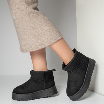 Cizme scurte dama tip oog negre suede MOD12590, 4, modlet.ro