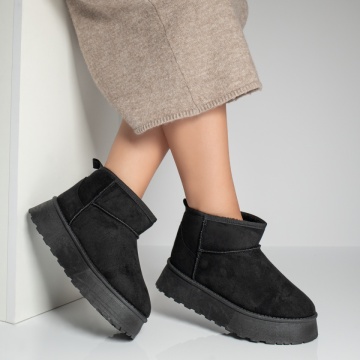 Cizme scurte dama tip UG negru suede MOD12590, 4, modlet.ro