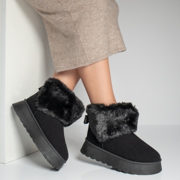 Cizme scurte dama tip UG negru suede MOD12593, 3, modlet.ro
