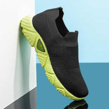 Espadrile barbati din material textil negre cu talpa verde MOD08659, 3, modlet.ro