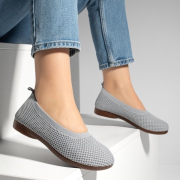 Espadrile dama cu talpa joasa din material textil gri MOD13064, 4, modlet.ro