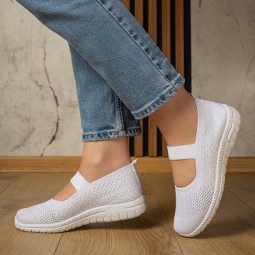 Espadrile dama cu talpa joasa si bareta albe MOD13059, 2, modlet.ro