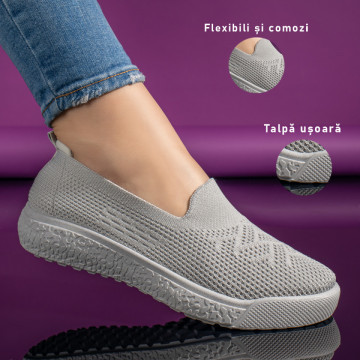 Espadrile dama sport cu talpa joasa gri MOD11164, 3, modlet.ro