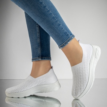 Espadrile sport dama cu talpa groasa albe EMA10, 2, modlet.ro