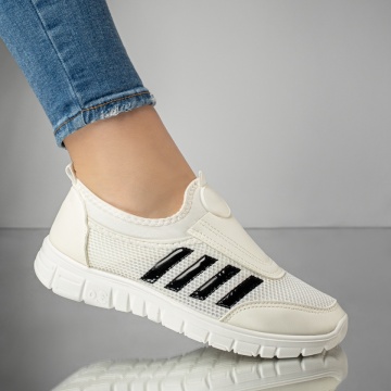 Espadrile sport dama cu talpa groasa albe MOD13181, 4, modlet.ro