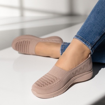 Espadrile sport dama, Espadrile sport dama cu talpa joasa din material textil roz EMA13, modlet.ro
