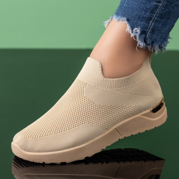 Espadrile sport dama din material textil bej MOD08522, 4, modlet.ro