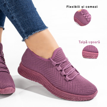 Espadrile sport dama mov cu siret MOD09086, 3, modlet.ro