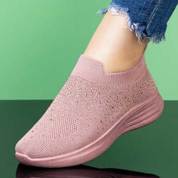 Espadrile sport dama roz cu insertie de pietre ZEF08319, 1, zeforia.ro