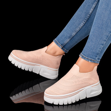 Espadrile sport dama roz cu talpa groasa MOD10100, 3, modlet.ro