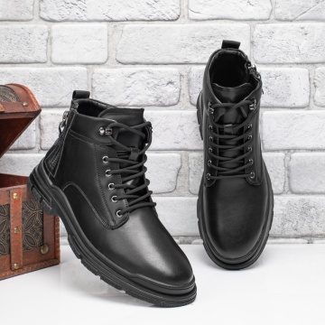 Ghete barbati cu siret negre din Piele naturala MOD12465, 4, modlet.ro