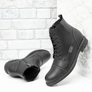 Ghete barbati negre din Piele naturala MOD10570, 2, modlet.ro
