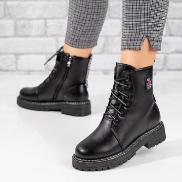 Ghete cu siret si fermoar negre dama MOD07168, 3, modlet.ro