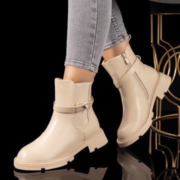 Ghete dama bej cu fermoar si insertie de material elastic MOD10712, 3, modlet.ro