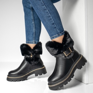 Ghete dama cu fermoar negre MOD12777, 3, modlet.ro