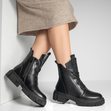 Ghete dama cu fermoar negre MOD12846, 3, modlet.ro