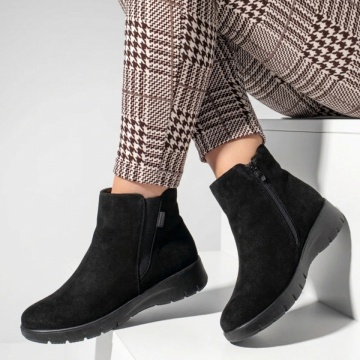 Ghete dama cu fermoar negru suede din Piele naturala DORA79, 2, modlet.ro