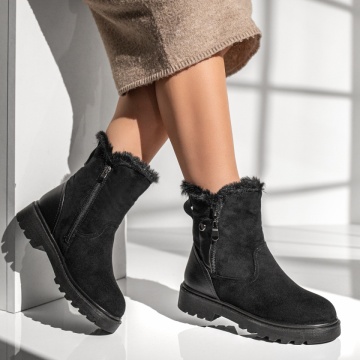 Ghete dama cu fermoar negru suede MOD12797, 3, modlet.ro