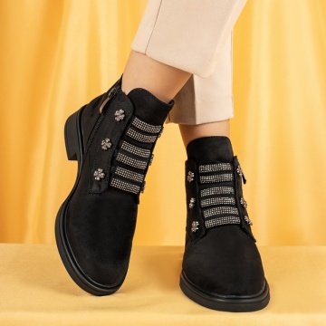 Ghete Dama, Ghete dama cu fermoar negru suede MOD14090, modlet.ro