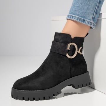 Ghete dama cu fermoar negru suede ZEF12397, 3, zeforia.ro