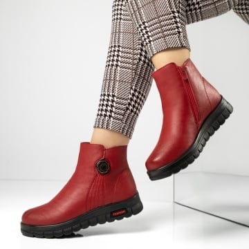 Ghete Dama, Ghete dama cu fermoar rosii MOD06545, modlet.ro