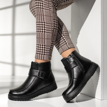 Ghete dama cu fermoar si catarama negre MOD12238, 3, modlet.ro