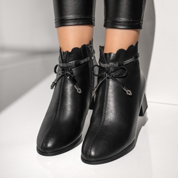 Ghete dama cu fermoar si toc gros negre MOD12398, 3, modlet.ro