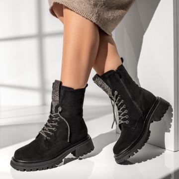 Ghete dama cu pietre aplicate si fermoar negru suede MOD12787, 3, modlet.ro