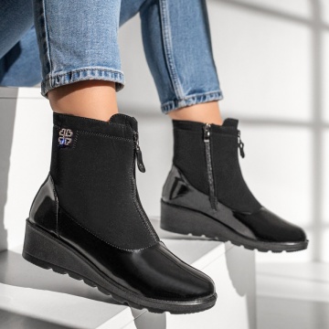 Ghete dama cu platforma si fermoar negre MOD12850, 4, modlet.ro