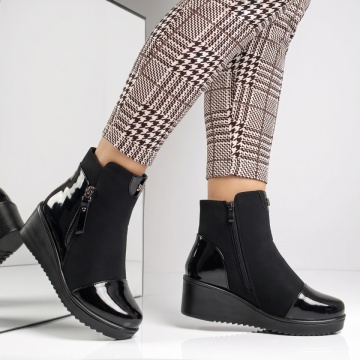 Ghete dama cu platforma si fermoar negru suede GINA12, 3, modlet.ro