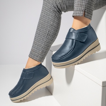 Ghete dama cu platforma si inchidere cu scai albastre din Piele naturala MOD10254, 4, modlet.ro