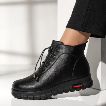 Ghete Dama, Ghete dama cu siret elastic si fermoar negre MOD06548, modlet.ro