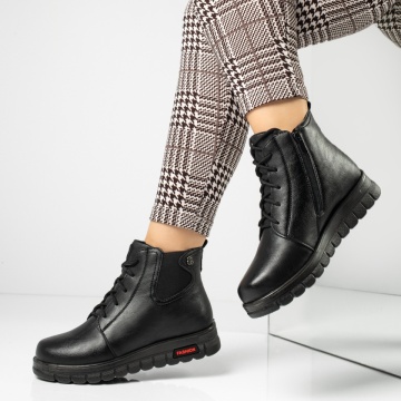 Ghete dama cu siret si fermoar negre MOD06594, 3, modlet.ro