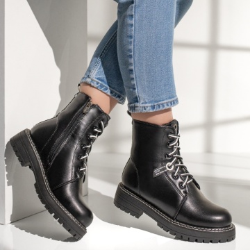 Ghete dama cu siret si fermoar negre MOD07143, 3, modlet.ro