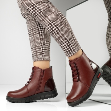 Ghete dama cu siret si fermoar visinii MOD10268