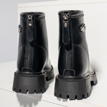 Ghete dama cu talpa groasa negre MOD12400, 4, modlet.ro